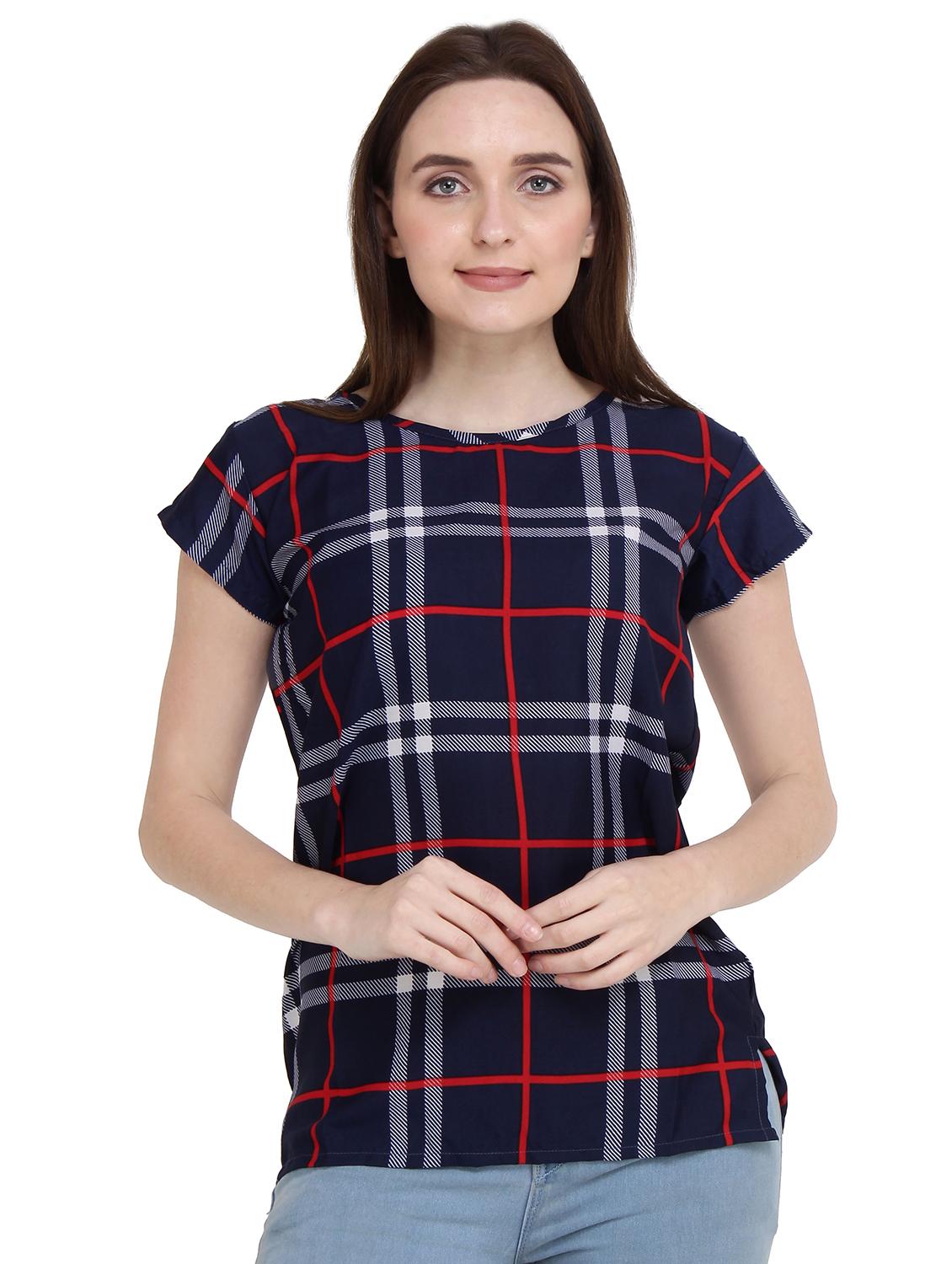 short sleeved checkered top - 15932228 - Zoom Image - 1