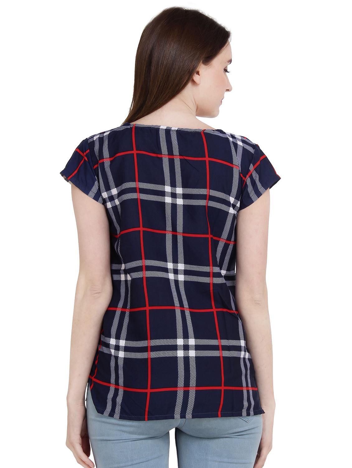 short sleeved checkered top - 15932228 - Zoom Image - 3