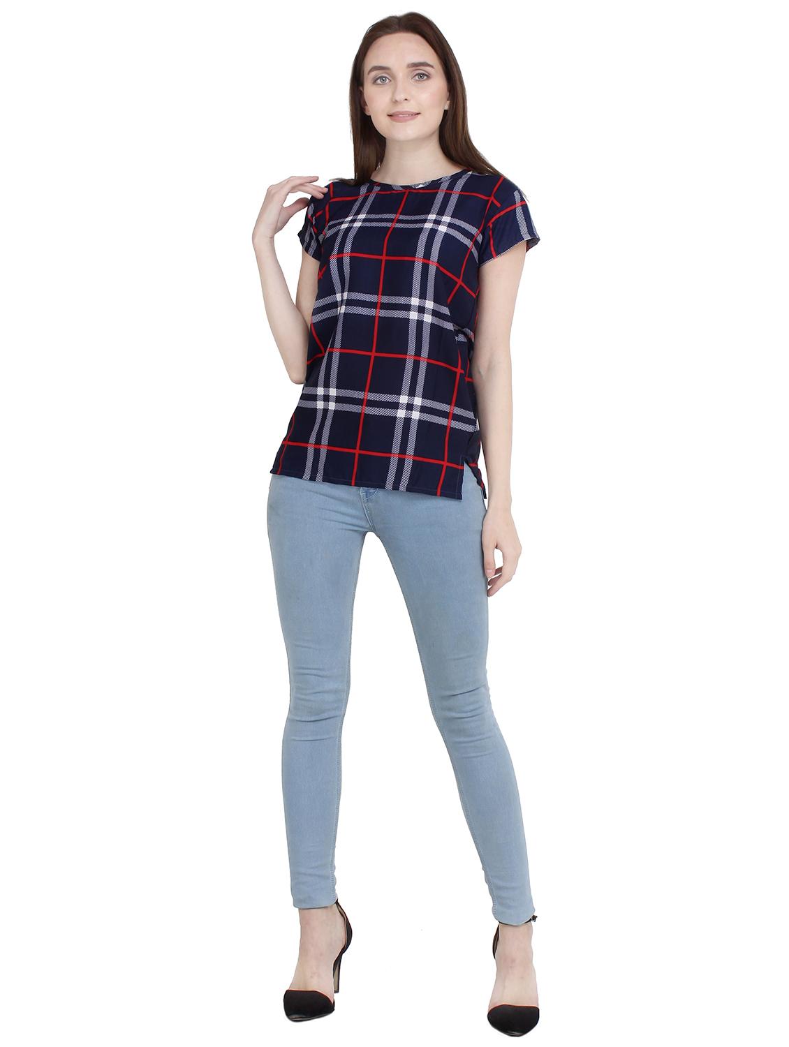 short sleeved checkered top - 15932228 - Zoom Image - 4