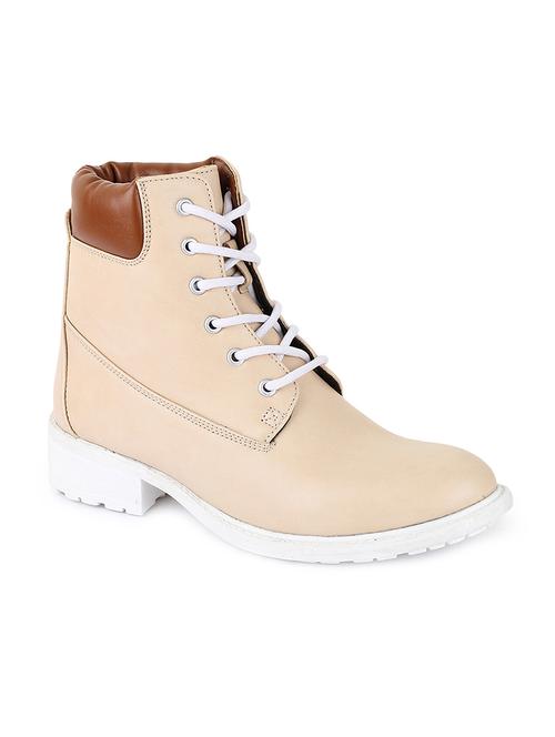 beige leatherette ankle boots - 15932377 - Standard Image - 1