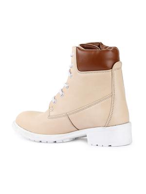 beige leatherette ankle boots - 15932377 - Standard Image - 3