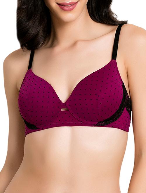 lace trim polka dots t-shirt bra - 15932436 - Standard Image - 1