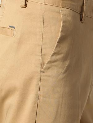 brown cotton flat front casual trousers - 15932658 - Standard Image - 5