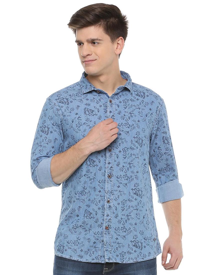 blue floral printed casual shirt - 15932687 - Zoom Image - 1