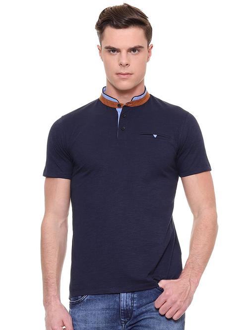 navy blue solid pocket t-shirt - 15932734 - Very Small Image - 1