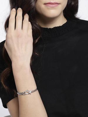 silver metal bangle bracelet - 15932819 - Standard Image - 3