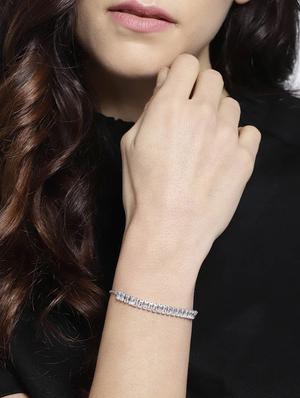 silver metal bangle bracelet - 15932820 - Standard Image - 3