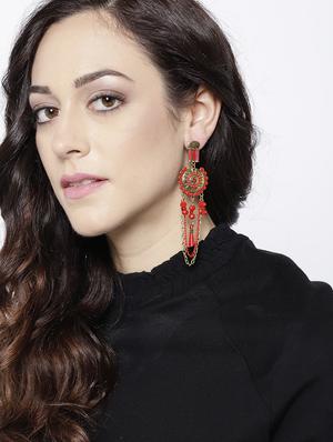 red brass drop earring - 15932834 - Standard Image - 3