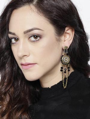 black brass drop earring - 15932835 - Standard Image - 3