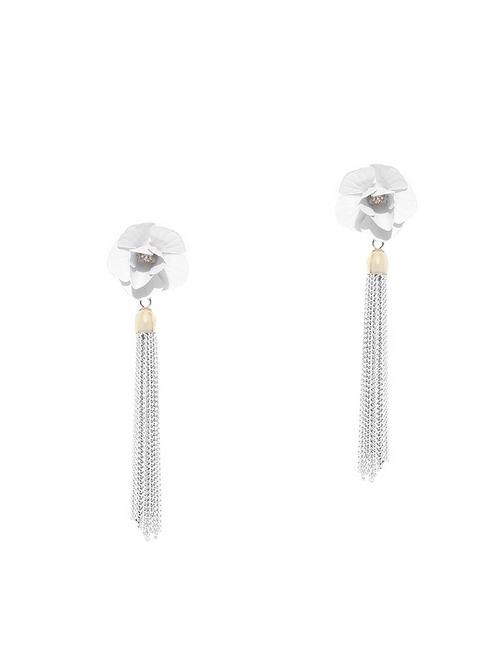 white brass drop earring - 15932842 - Standard Image - 1