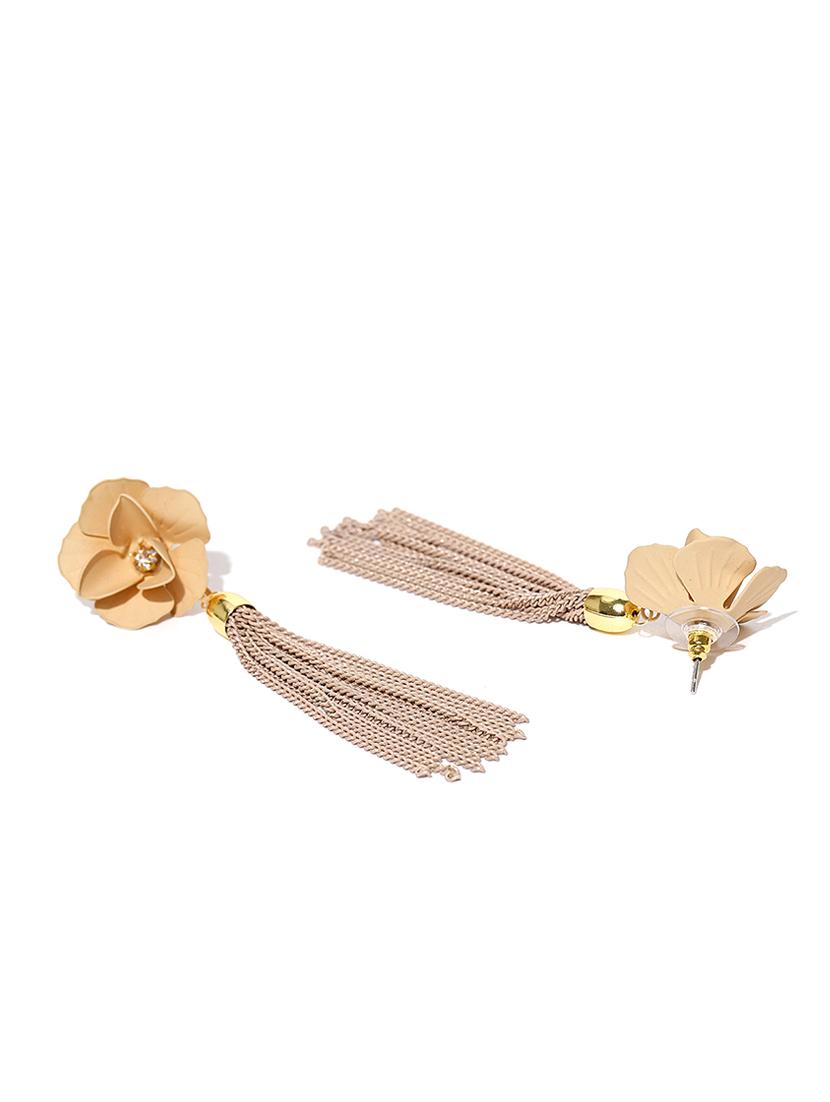 beige brass drop earring - 15932845 - Zoom Image - 2