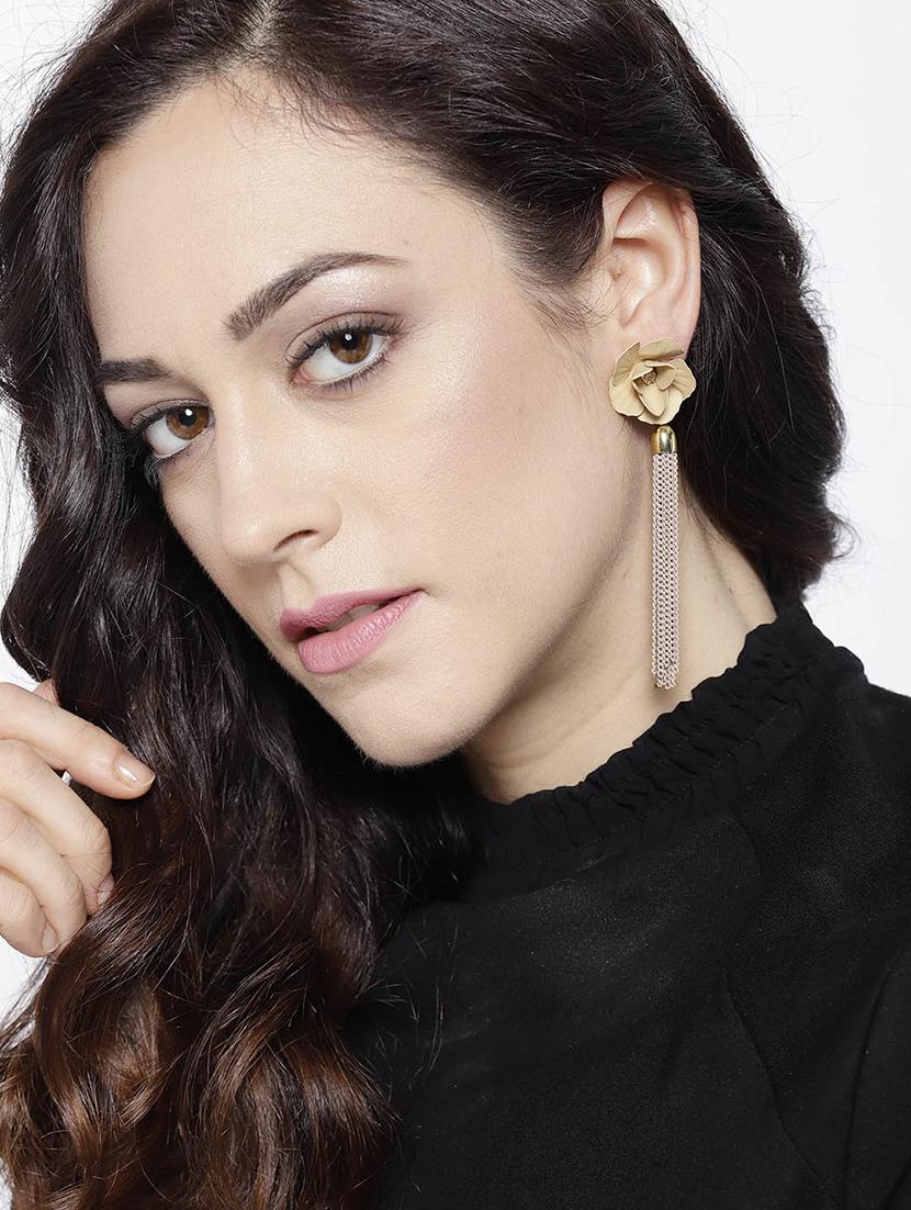 beige brass drop earring - 15932845 - Zoom Image - 3