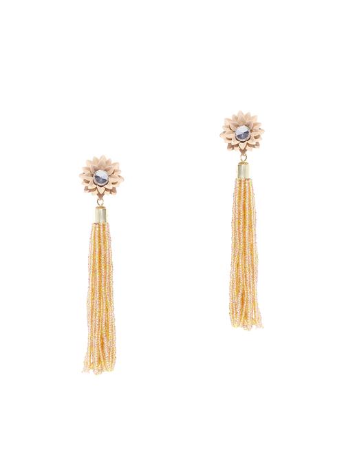 beige brass drop earring - 15932847 - Standard Image - 1