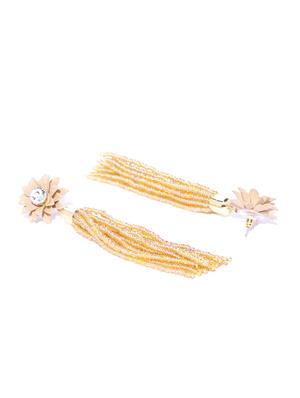 beige brass drop earring - 15932847 - Standard Image - 2