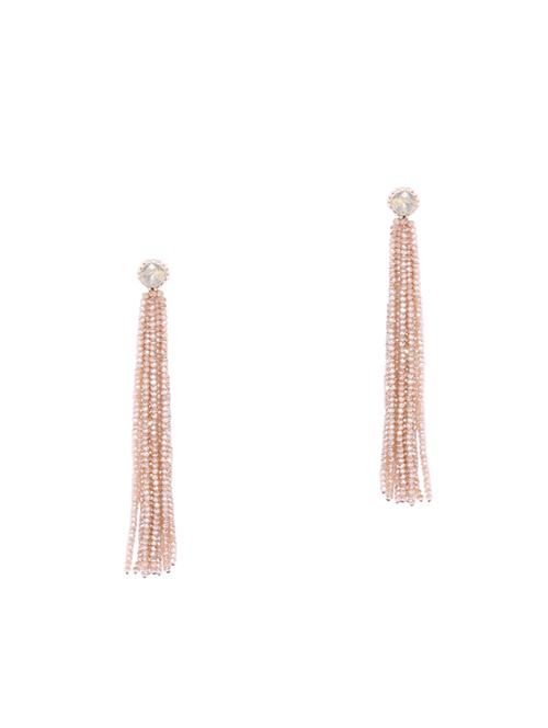 beige brass drop earring - 15932853 - Standard Image - 1