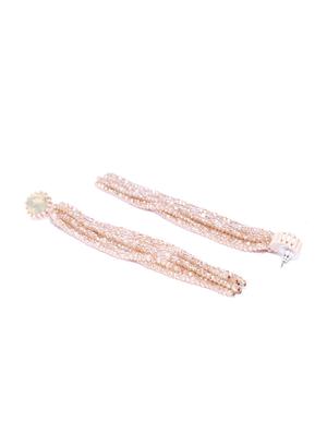beige brass drop earring - 15932853 - Standard Image - 2