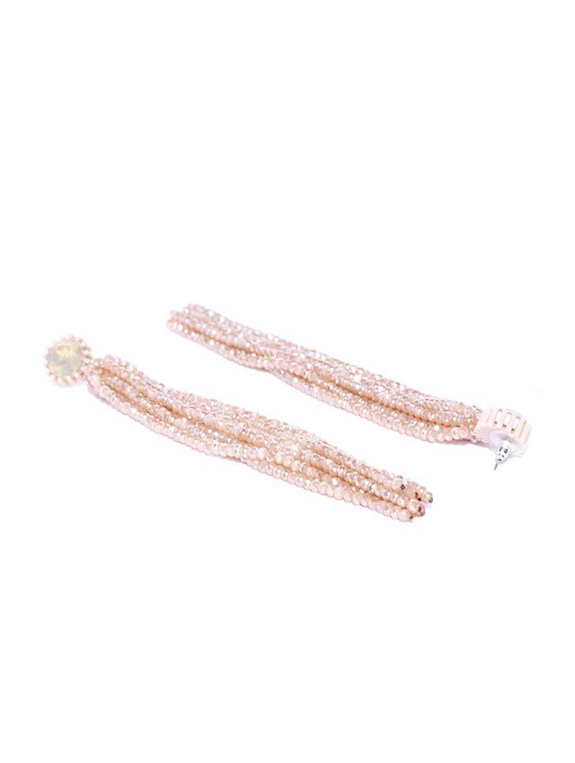beige brass drop earring - 15932853 - Zoom Image - 2