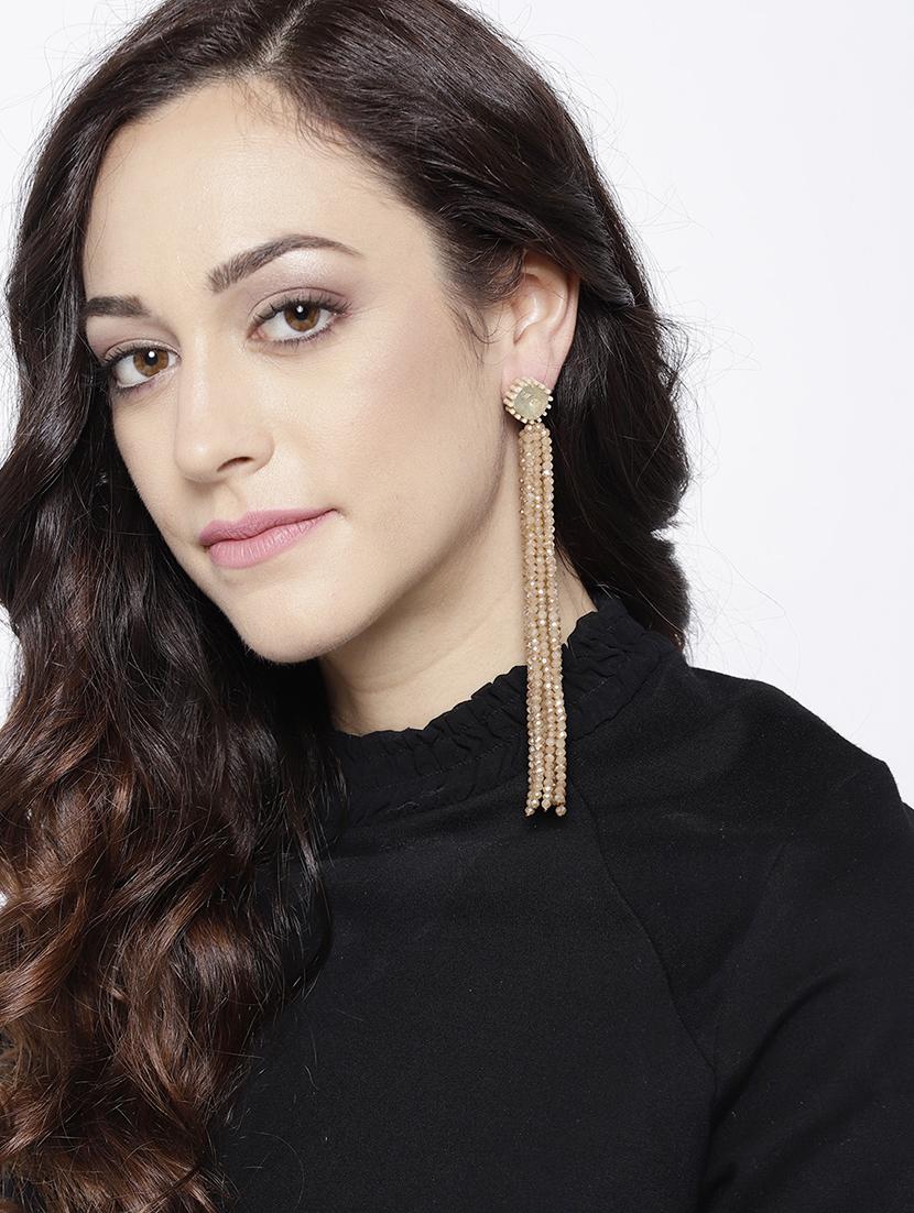 beige brass drop earring - 15932853 - Zoom Image - 3