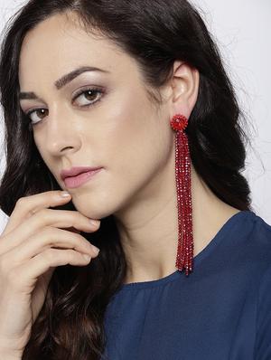 red brass drop earring - 15932856 - Standard Image - 3