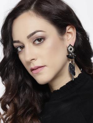 black brass drop earring - 15932867 - Standard Image - 3