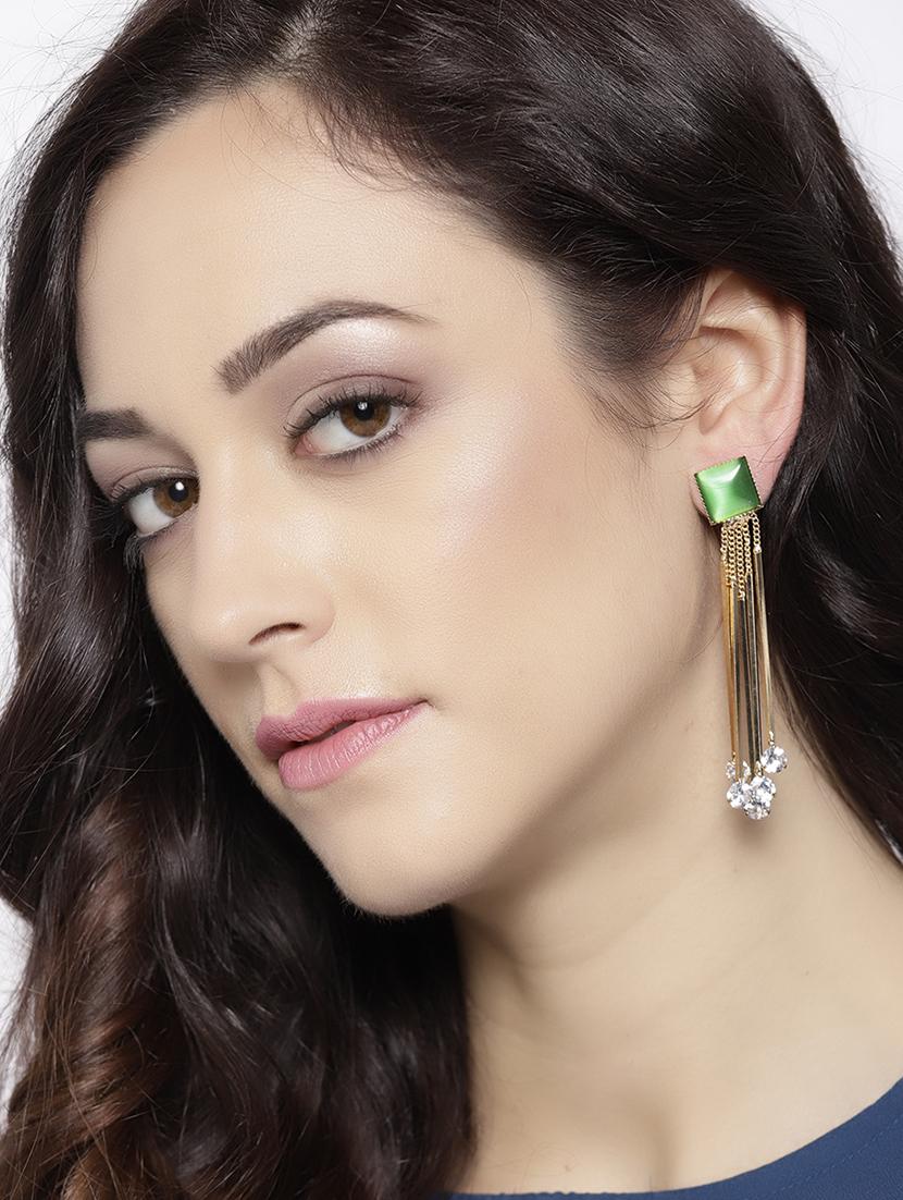 green brass drop earring - 15932880 - Zoom Image - 3