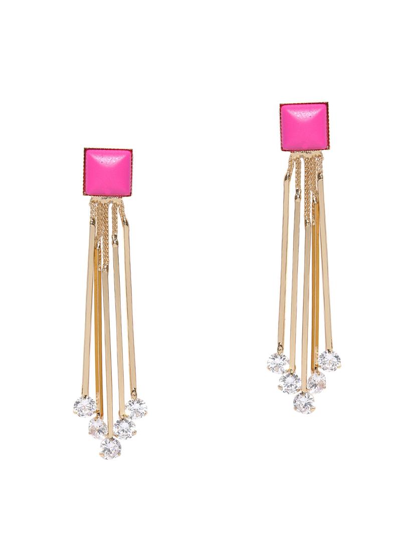 pink brass drop earring - 15932881 - Zoom Image - 1