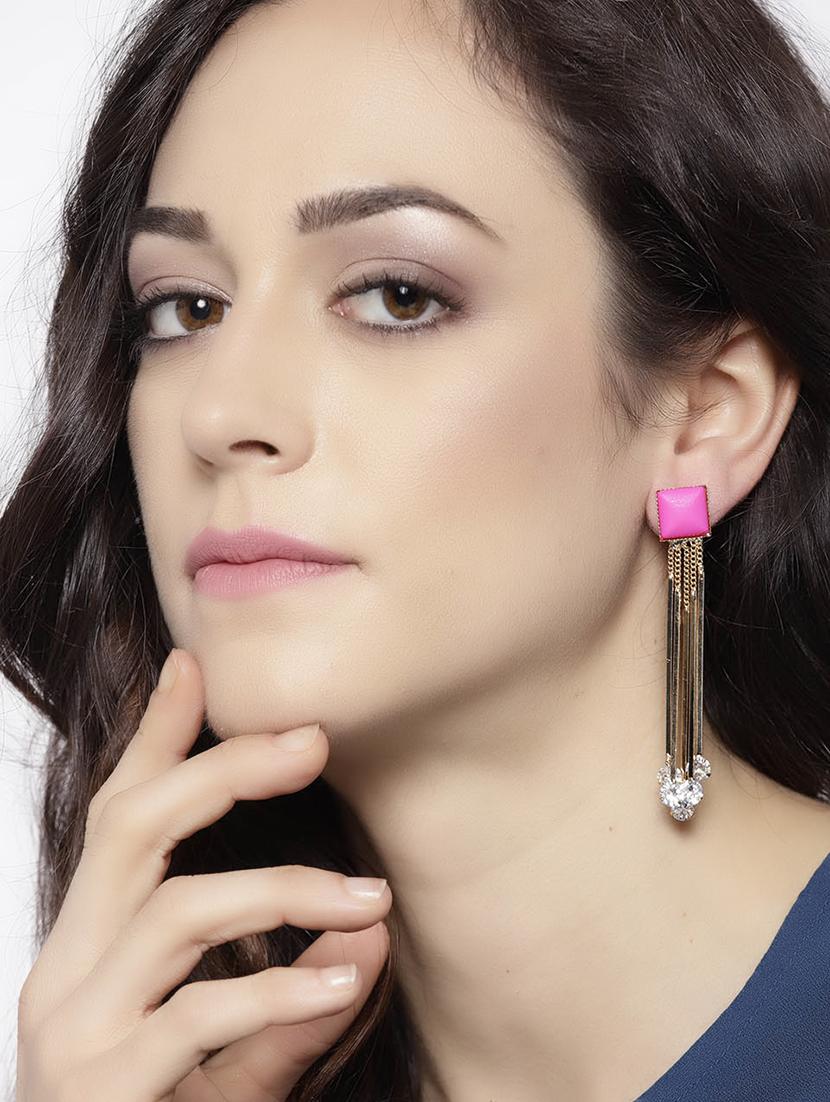 pink brass drop earring - 15932881 - Zoom Image - 3
