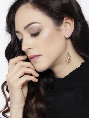 gold brass drop earring - 15932883 - Standard Image - 3