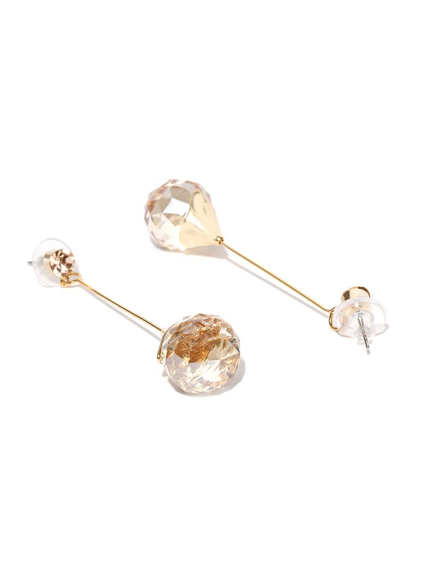 gold brass drop earring - 15932883 - Zoom Image - 2