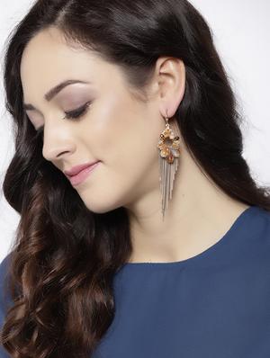 brown brass drop earring - 15932911 - Standard Image - 3