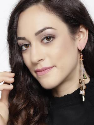 gold brass drop earring - 15932915 - Standard Image - 3