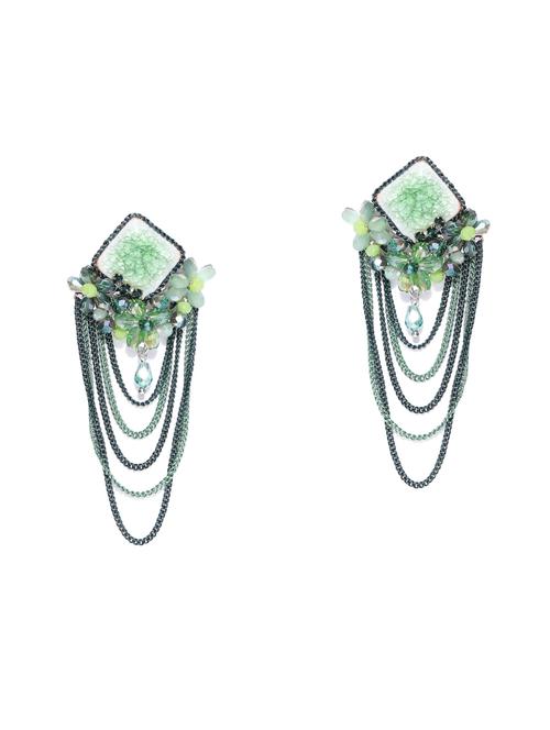 green brass drop earring - 15932923 - Standard Image - 1