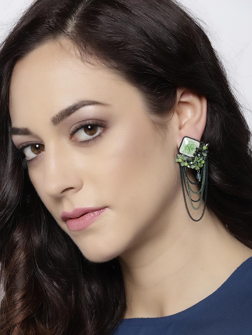 green brass drop earring - 15932923 - Zoom Image - 3