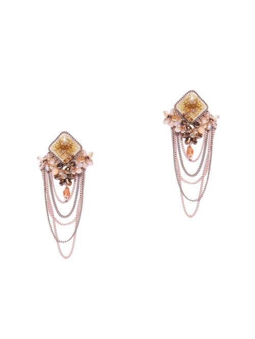beige brass drop earring - 15932926 - Standard Image - 1