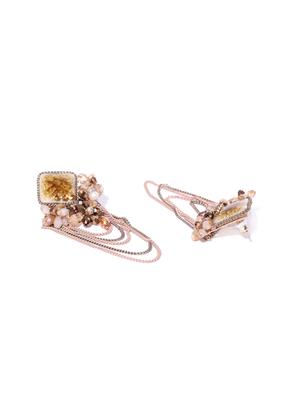 beige brass drop earring - 15932926 - Standard Image - 2
