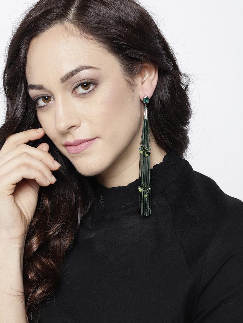 green brass drop earring - 15932932 - Zoom Image - 3