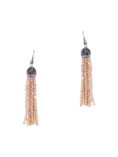 beige brass drop earring - 15932938 - Standard Image - 1