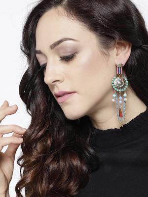 multi colored brass drop earring - 15932973 - Standard Image - 3