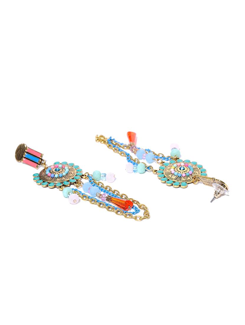 multi colored brass drop earring - 15932973 - Zoom Image - 2