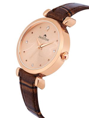 swisstone ck319-cp-brw round dial analog watch - 15933016 - Standard Image - 2