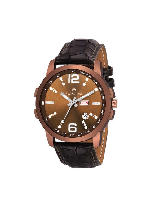 swisstone g285-brwn round dial analog watch - 15933034 - Standard Image - 1