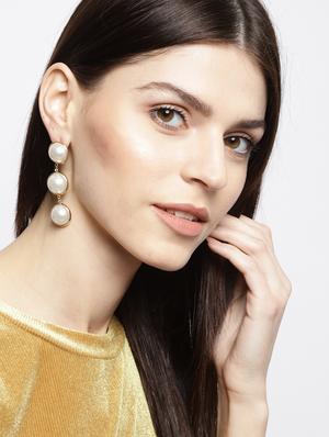 gold brass drop earring - 15933209 - Standard Image - 3