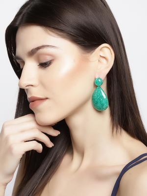green brass drop earring - 15933225 - Standard Image - 3