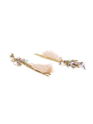 beige brass drop earring - 15933248 - Standard Image - 2