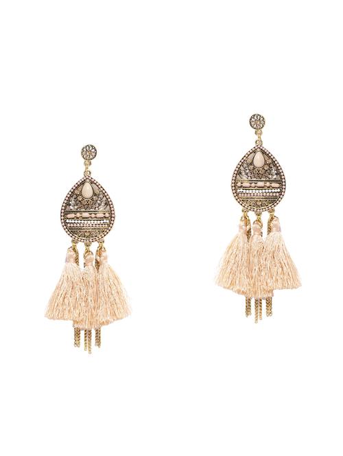 beige brass drop earring - 15933249 - Standard Image - 1