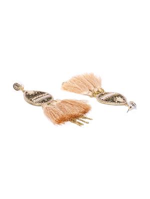 beige brass drop earring - 15933249 - Standard Image - 2