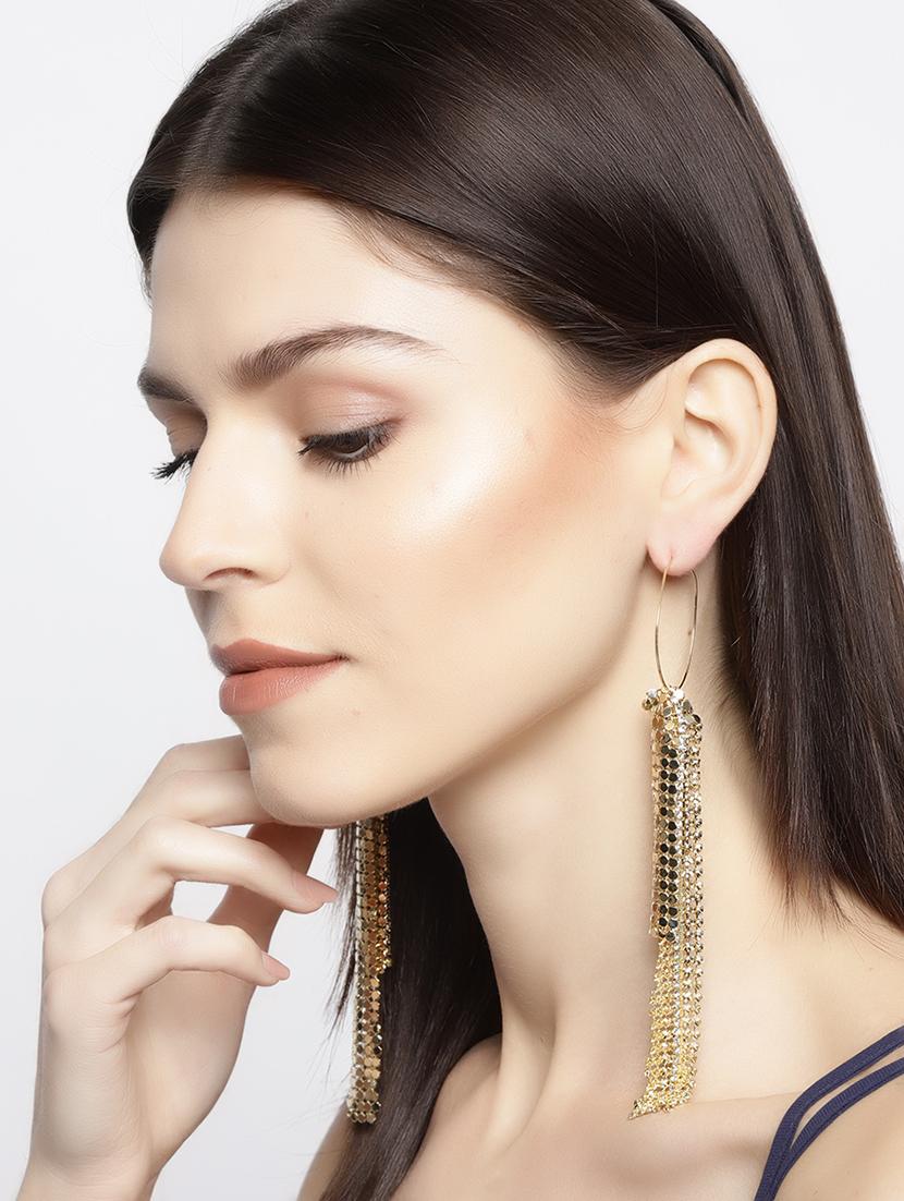 gold brass drop earring - 15933270 - Zoom Image - 3