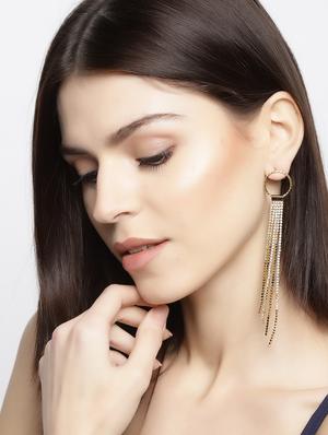 gold brass drop earring - 15933274 - Standard Image - 3