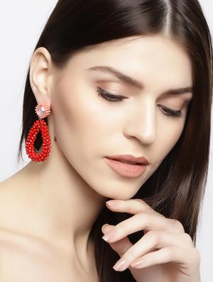 red drop earring - 15933310 - Standard Image - 3