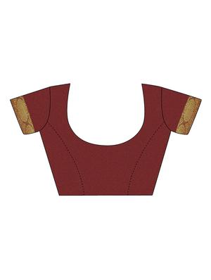 conversational zari border maroon kanjivaram saree with blouse - 15933399 - Standard Image - 2